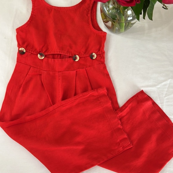 Zara Kids Buttoned Linen Jumpsuit with slit - Picture 3 of 8